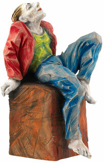 Skulptur "Das Leben ist schön" (2022) (Original / Unikat), Holz handbemalt von Roman Johann Strobl