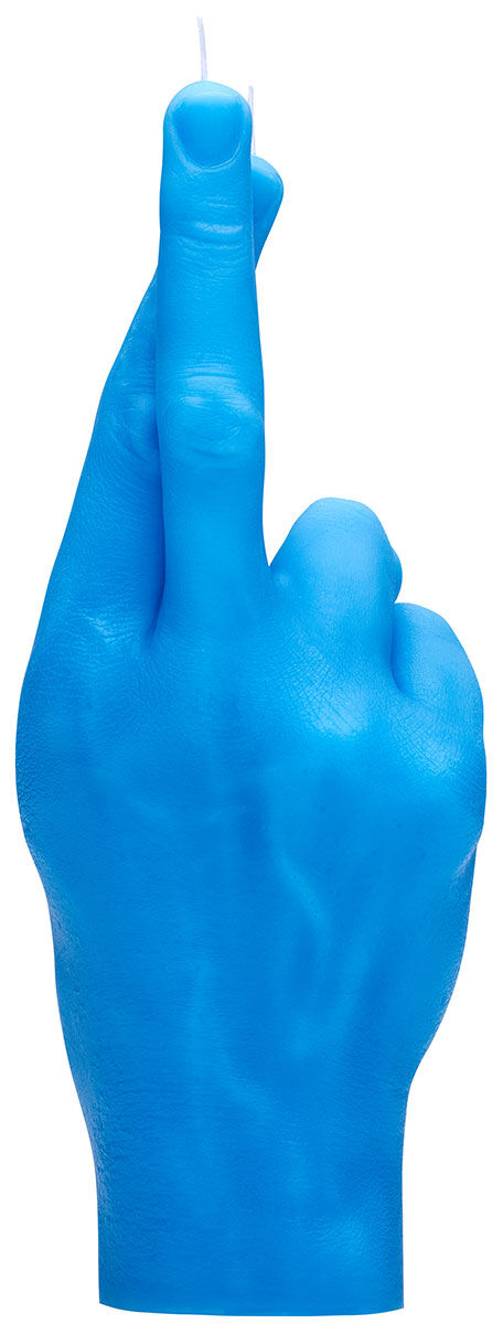 Kerze "Crossed Fingers", Version in Blau