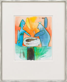 Picture "A Night Meal with Fish and Woman" (Unique piece)