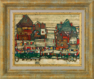 Picture "Houses with Colourful Laundry (Suburb II)" (1914), framed