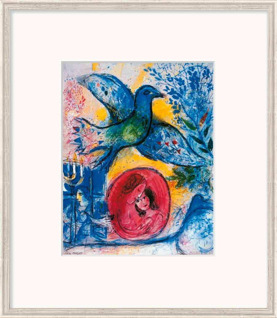 Picture "Lovers with Bird" (1962), framed by Marc Chagall