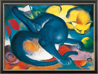 Picture "Two Cats, Blue and Yellow" (1912), framed by Franz Marc