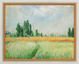 Bild "Weizenfeld" (1881), gerahmt von Claude Monet