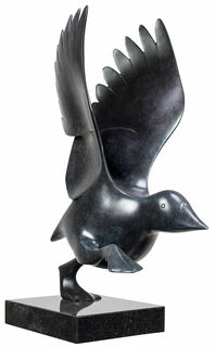 Skulptur "Rennende Ente", Bronze grau/schwarz