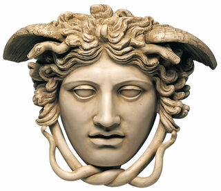 Relief "Head of Medusa" (original size), artificial marble