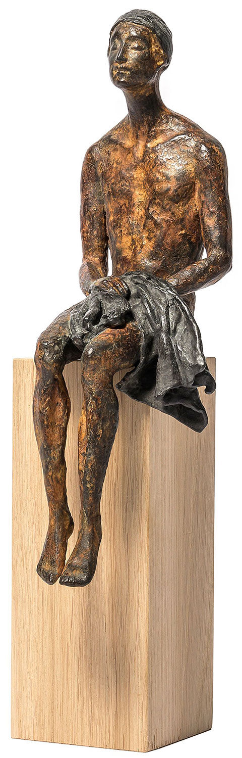Socha "Plavec III", bronz na dřevě od Raffaella Benetti