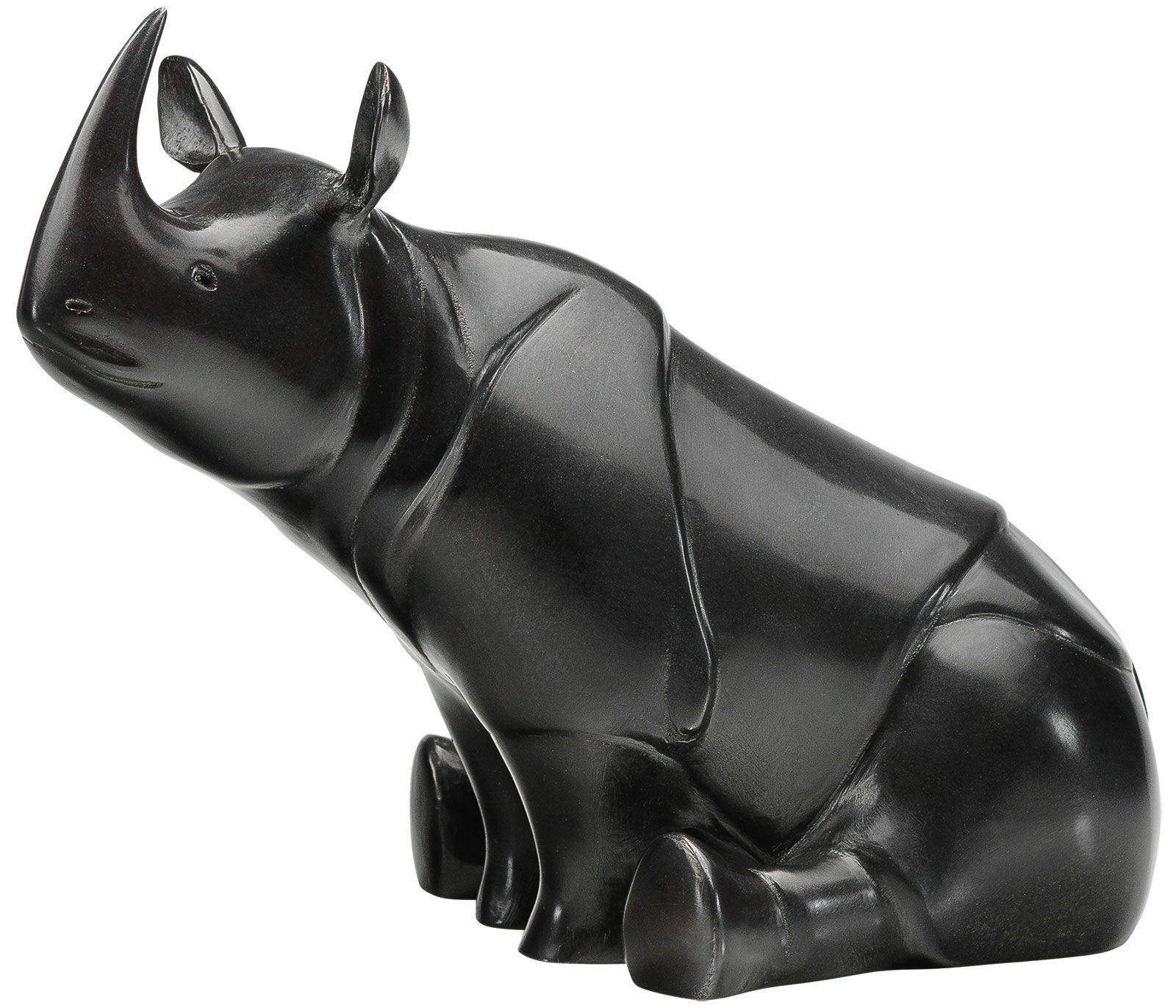 Sculpture "Rhino", bronze grey/black by Evert den Hartog