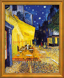 Bild "Café-Terrasse am Abend in Arles" (1888), gerahmt von Vincent van Gogh