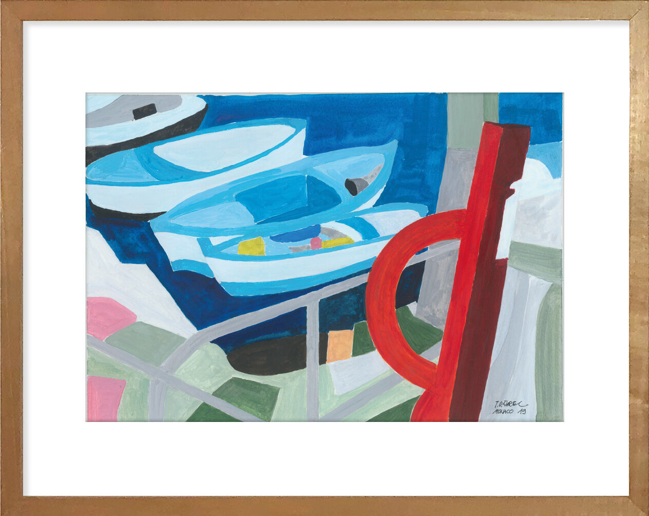Cuadro "Monaco - Le Port I" (2019) (Original / Pieza única), enmarcado de Türda Ugurel
