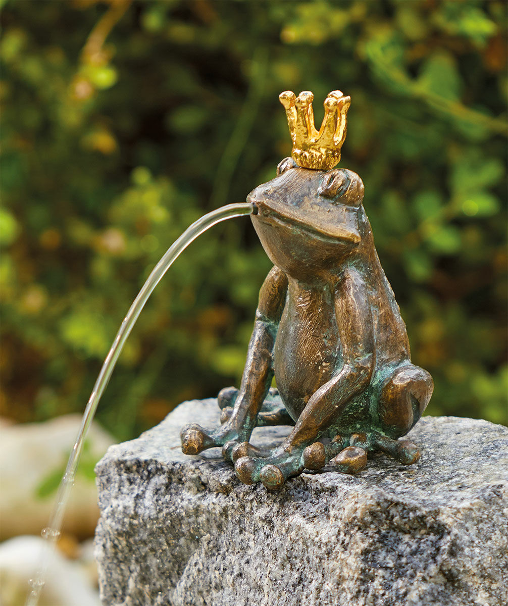 Tuinbeeld / waterspuwer "Kikkerprins", brons