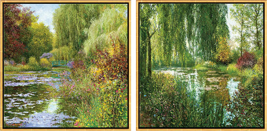 Set of 2 pictures "Giverny Juin" + "Giverny le Soir by Jean-Claude Cubaynes