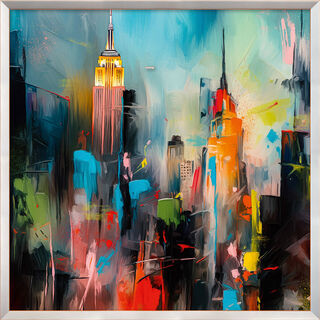 Bild "New York Colors" (2023), Version orangefarben gerahmt von Holger Mühlbauer-Gardemin