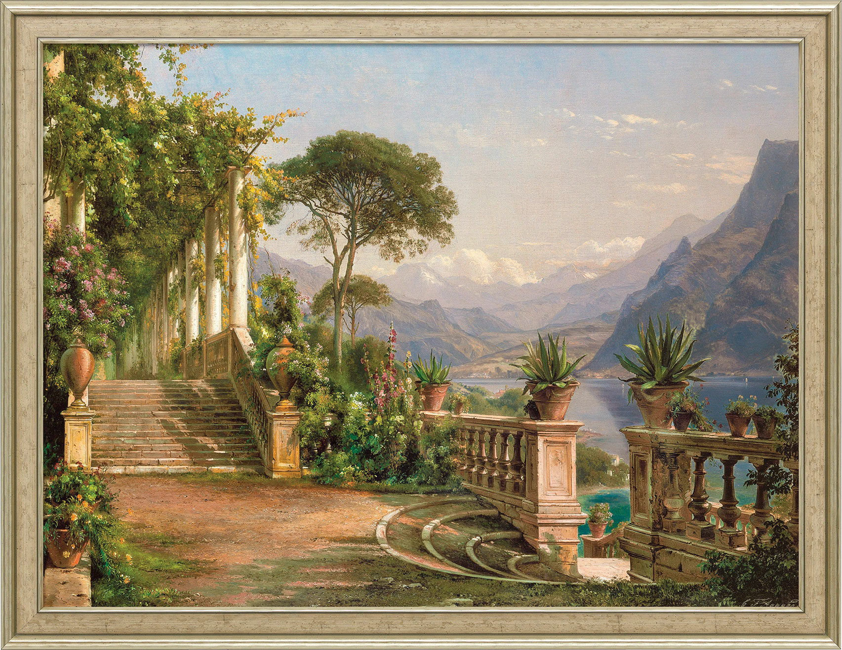 Picture "Lodge on Lake Como", framed by Carl Frederic Aagaard