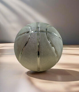 Deko-Objekt "Basketball", Version in Kunstguss Metallic-Silber