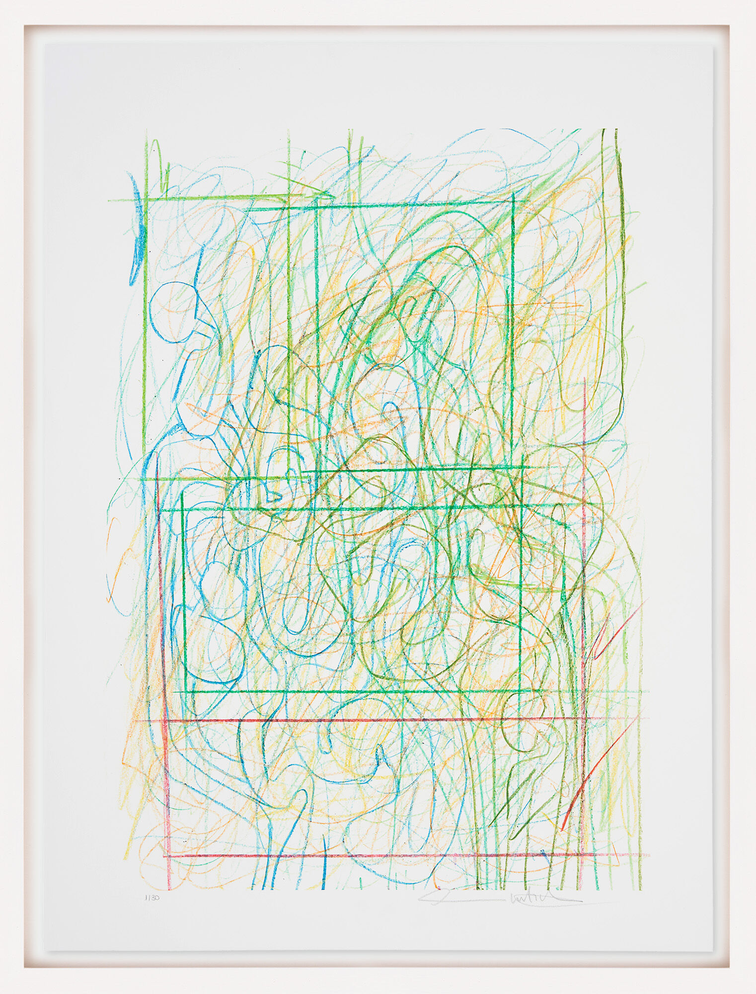 Picture "Drawing Edition Motif 4 (Green-Yellow)" (2015) by Hermann Nitsch