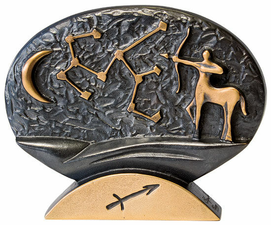 Star sign sculpture "Sagittarius" (23.11.-21.12.), bronze by Bernardo Esposto