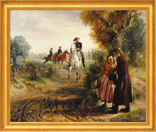 Bild "Die Bittschrift (Der Spazierritt)" (1849), gerahmt