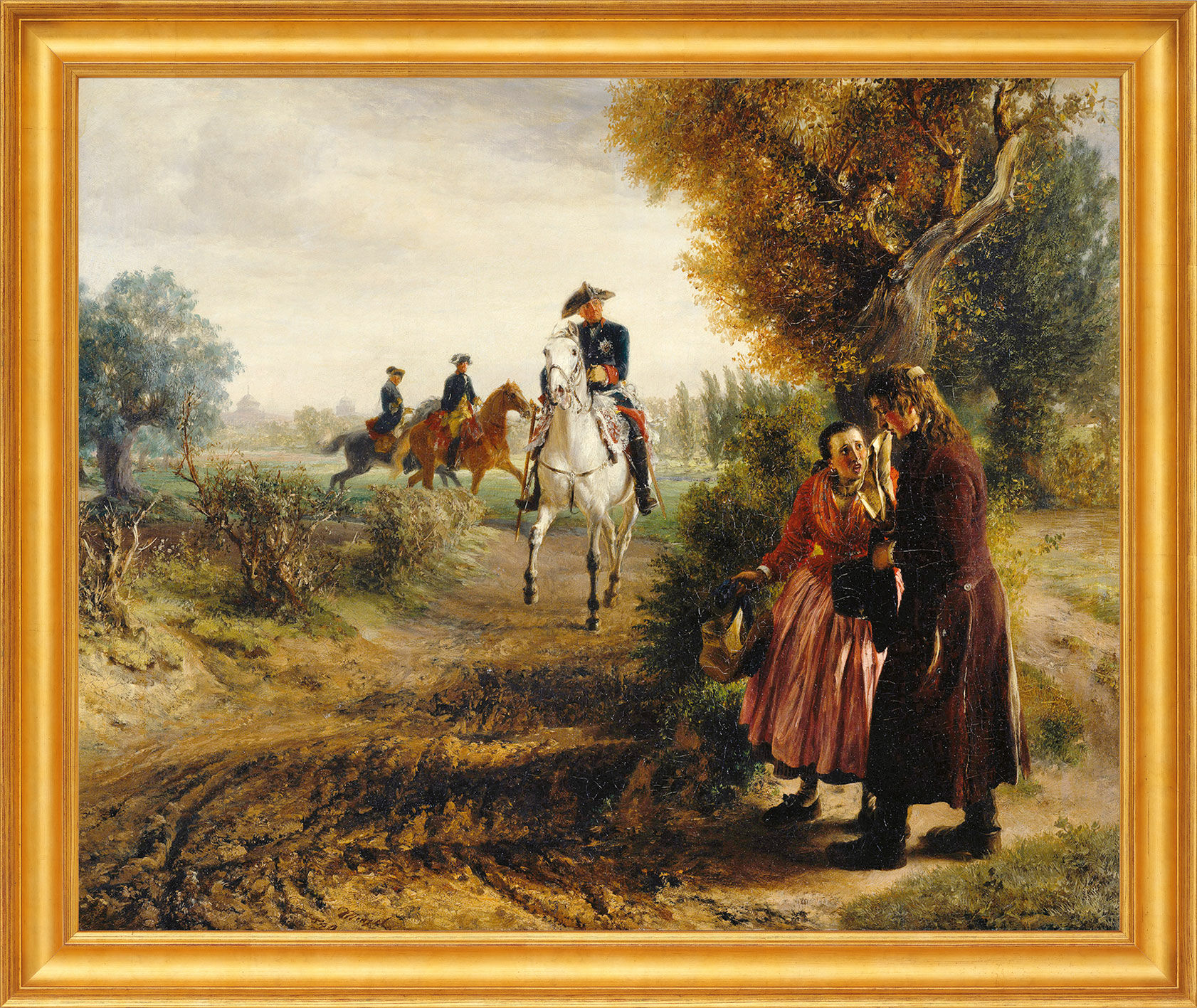 Picture "The Petition (The Ride)" (1849), framed by Adolph von Menzel