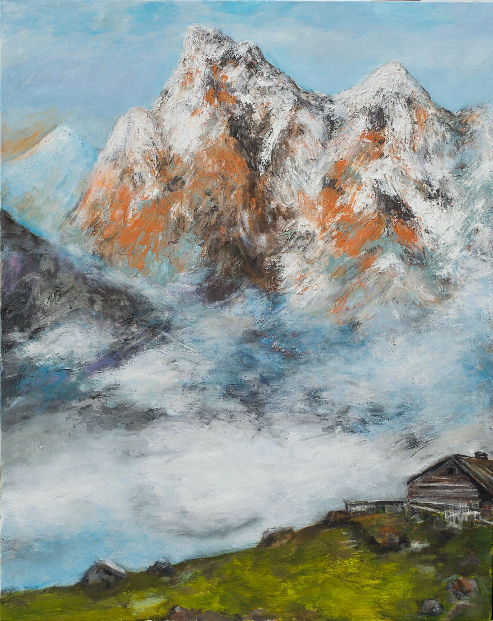 Tableau "Nuages s'élevant dans les hautes montagnes" (2021) (Pièce unique) von Dagmar Vogt