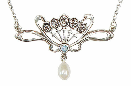 Art Nouveau necklace "Marie" with pearl