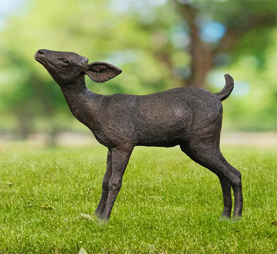Tuinbeeld "Hert, kijkend naar links", brons