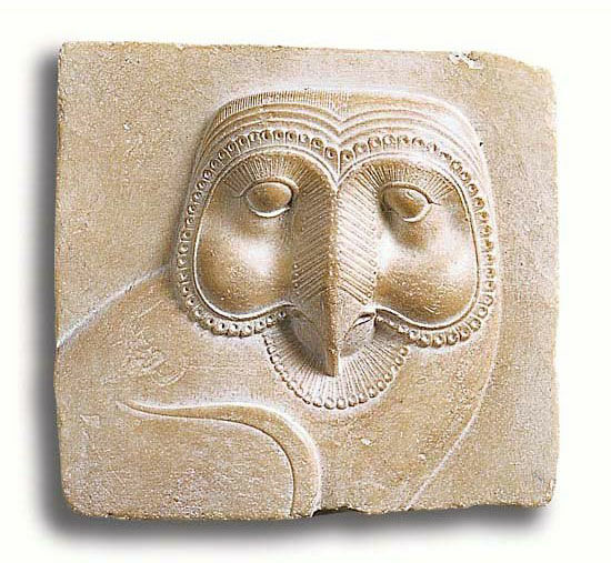 Egyptian sandstone relief "Barn Owl", version as wall object