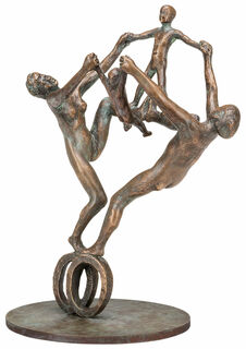 Skulptur "Familie auf Rädern", Bronze