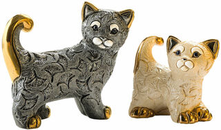 Set of 2 ceramic figurines "Cat Family"