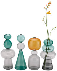 4 Glasvasen "Curiosa" im Retro-Design im Set