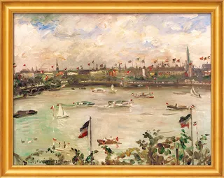 Picture "Emperor's Day in Hamburg, Alster" (1911), framed