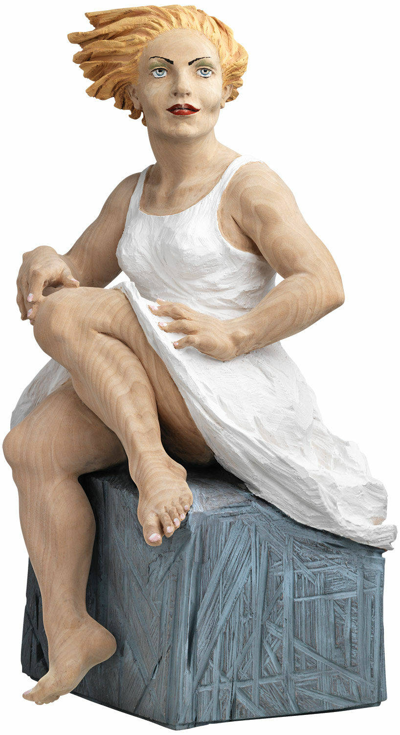 Sculpture "Goddess" (2023) (Original / Unique piece), wood hand-painted by Roman Johann Strobl