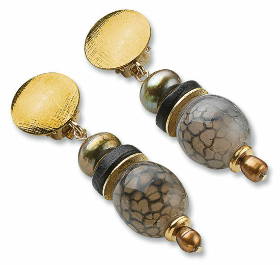 Clip-on earrings "Art Nouveau Pearls" by Petra Waszak