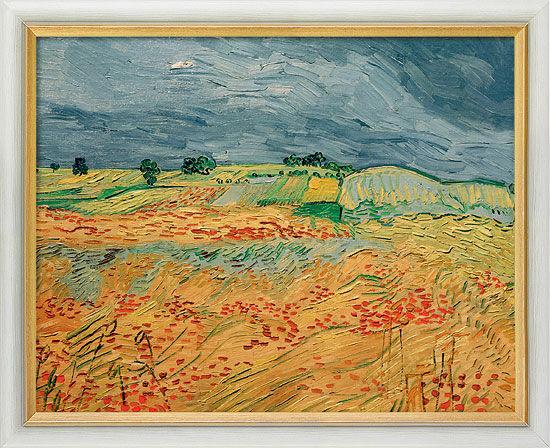Billedet "Markerne" (1890), indrammet von Vincent van Gogh