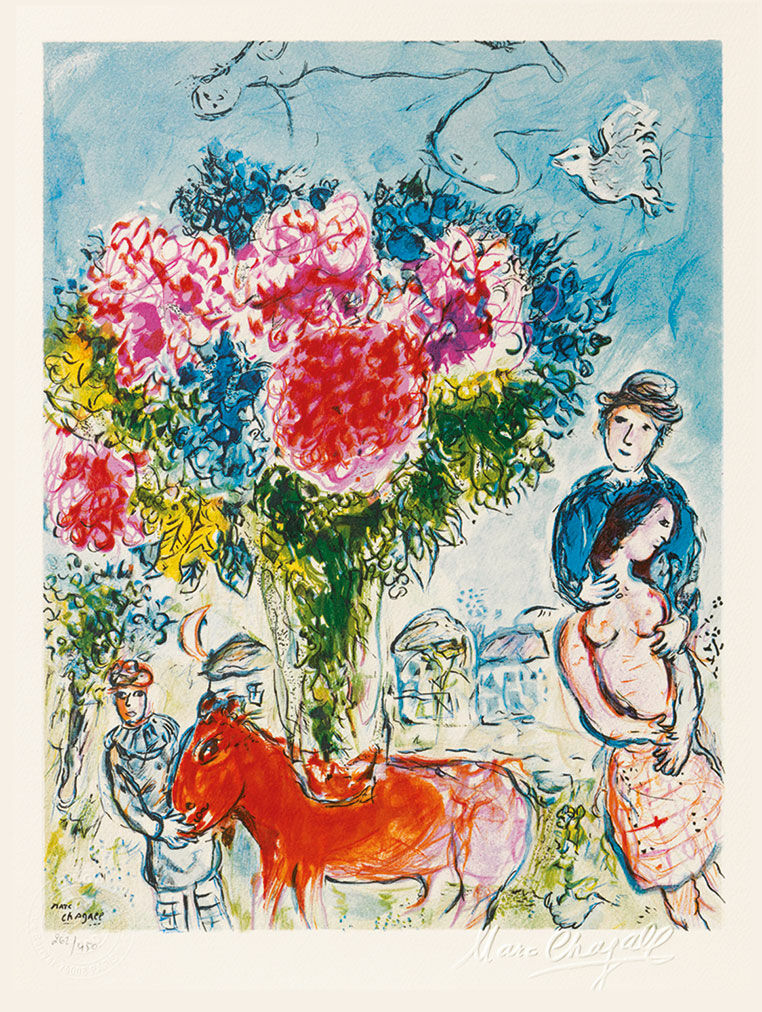 Picture "Personnages fantastiques" (1974), unframed by Marc Chagall