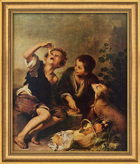 Bild "Die Pastetenesser" (um 1675), gerahmt von Bartolomé E. Murillo