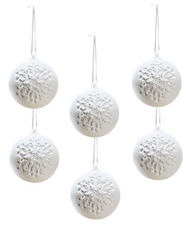 6 Weihnachtskugeln "Escadilla - Motiv Schneeflocke" im Set, Porzellan