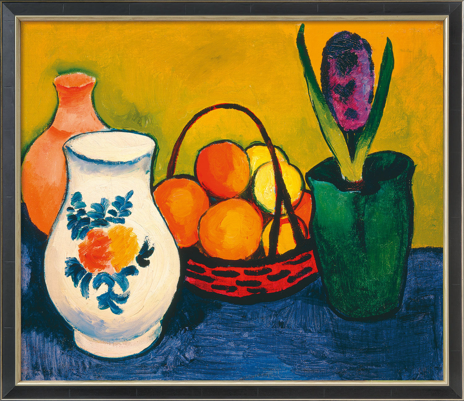 Picture "White Jug with Flowers and Fruit" (1910), framed by August Macke