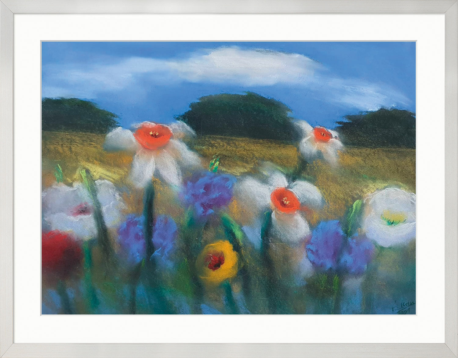Picture "Landscape Flowers" (2001) (Original / Unique piece), framed by Kani Alavi