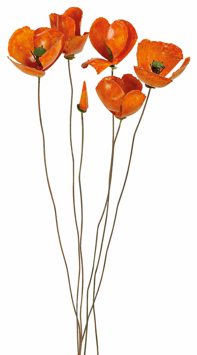Tuinpaal bloemenset "Oranje Klaproos", 6-delig