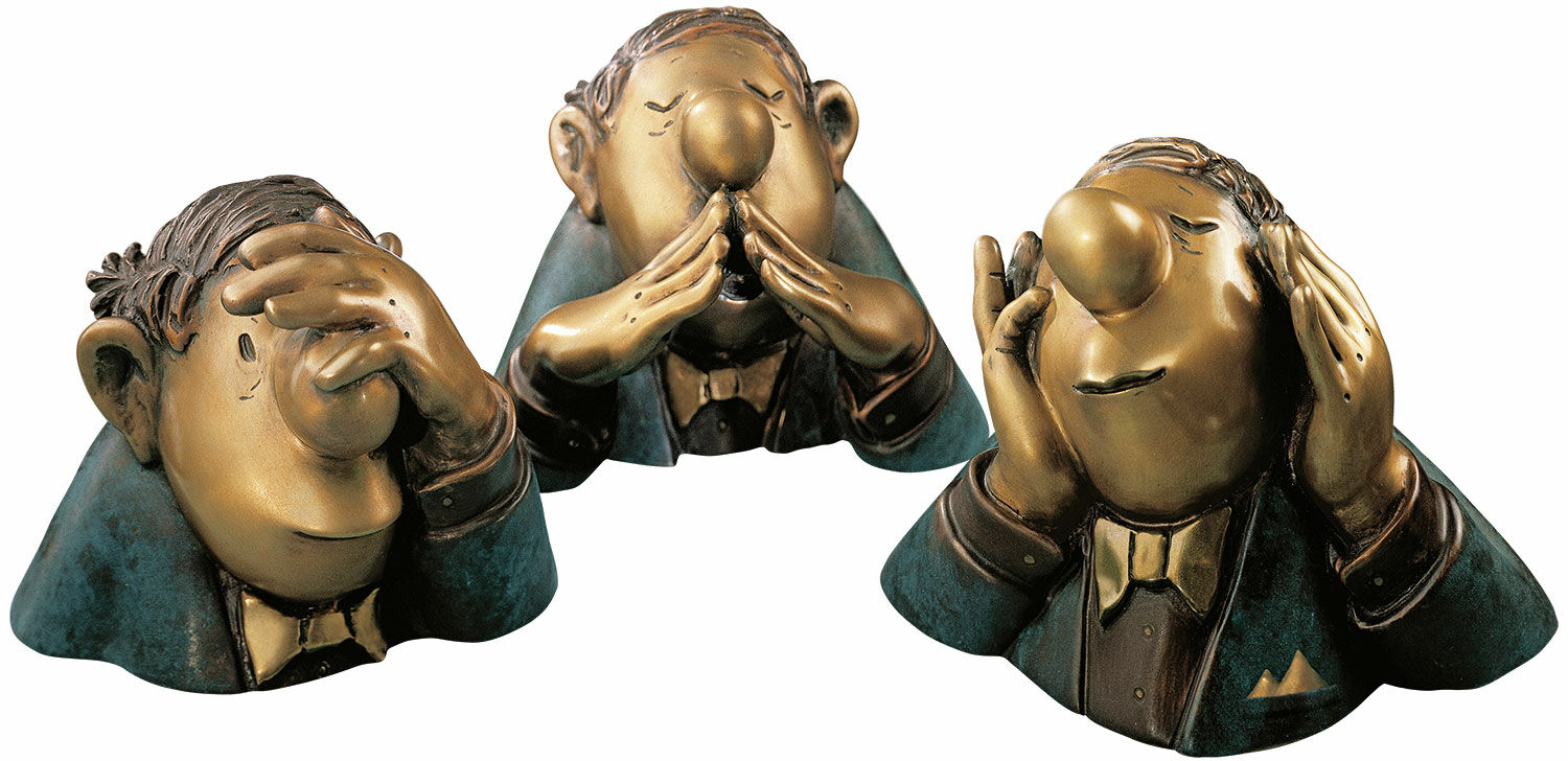 Skulpturen "Die drei Charakterköpfe", Version in Bronze von Loriot