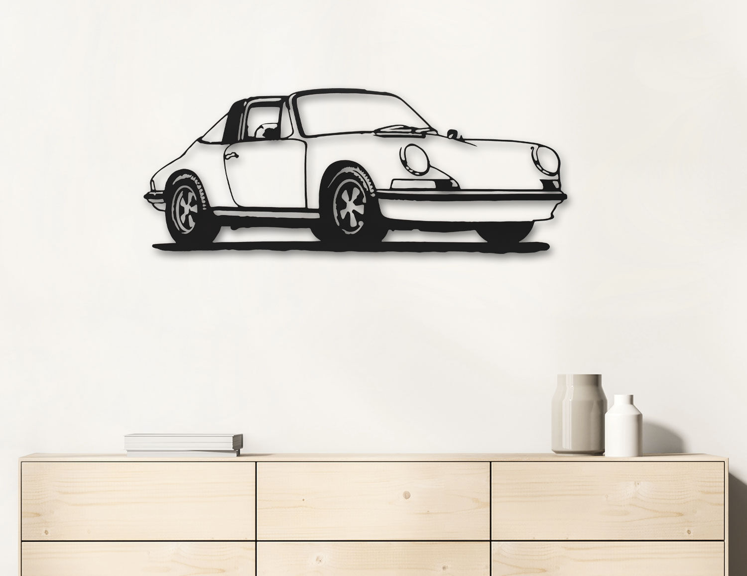 Wandbeeld „Porsche 911 Targa Black” (2022) van Jan M. Petersen