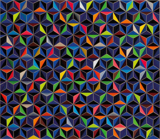 Objet mural design "DIS-1 Topographie rectangle bleu" (2018). von Sebastian Welzel