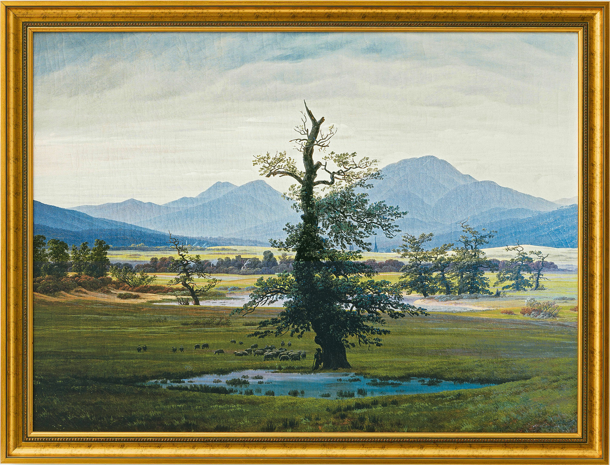 Beeld "De eenzame boom" (1822), ingelijst von Caspar David Friedrich
