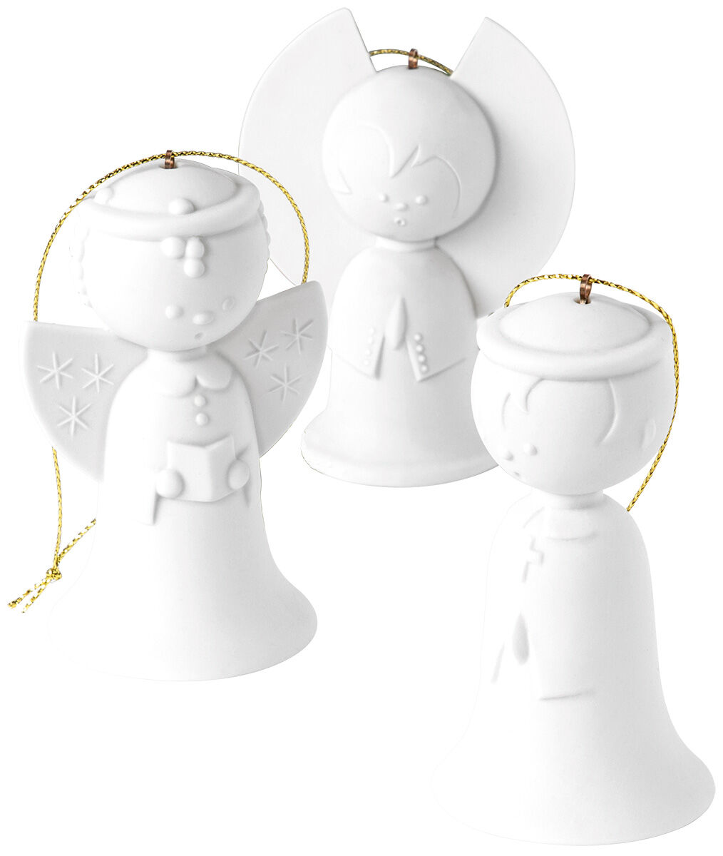 Set de 3 pendentifs de Noël "Angel Bells", porcelaine