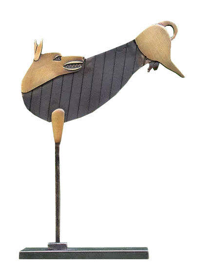 Skulptur "Springender Hund", Bronze von Paul Wunderlich