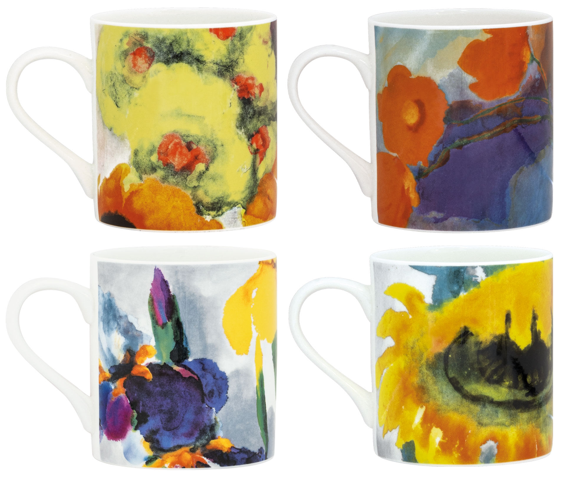 4 Becher mit Künstlermotiven "Sommerblumen" im Set, Porzellan von Emil Nolde