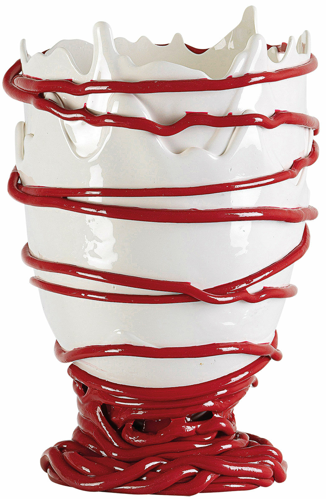 Vase "Pompitu II weiß-rot", Silikon von Fish Design by Gaetano Pesce