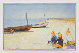Bild "Jungen am Strand von Skagen" (1893), gerahmt