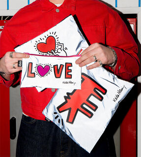 Lot de 3 sacs à fermeture éclair "Dog, Heart and Love" (chien, cœur et amour) de Keith Haring