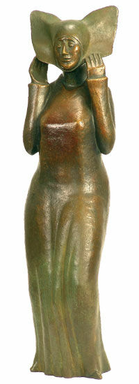 Skulptur "Flügelhaube", Bronze von Günter Grass